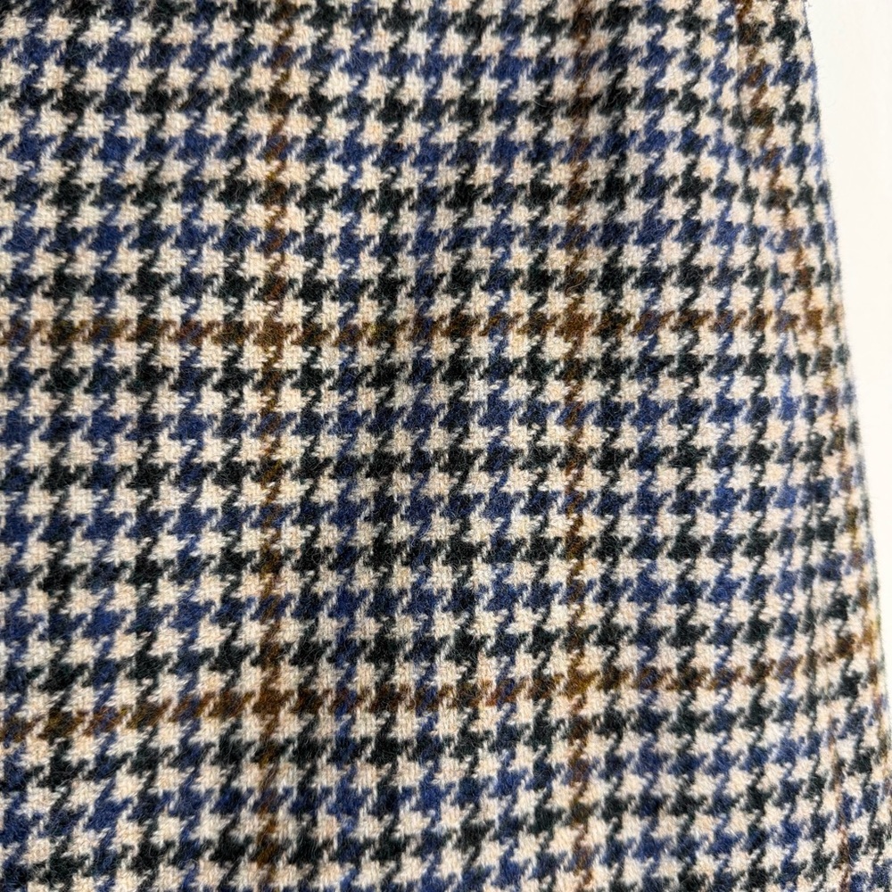 NWT J Crew 100% Wool Plaid Ruffle Hem Mini Skirt Blue Brown Size 12 Houndstooth - Picture 2 of 8